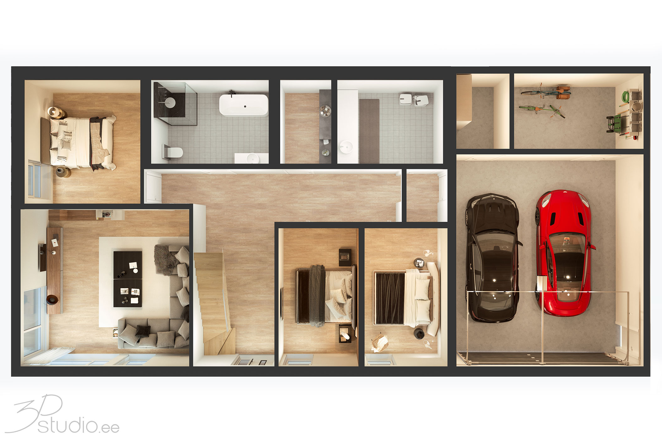 3d, visualisointi, kuvat, pohjapiirros, arkkitehtuuri, kiinteistö, sisustus